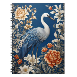 Carnet Grue Bleue Élégante William Morris Inspiré