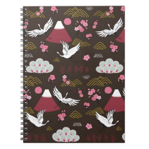 Carnet Grues japonaises : Motif traditionnel sans couture