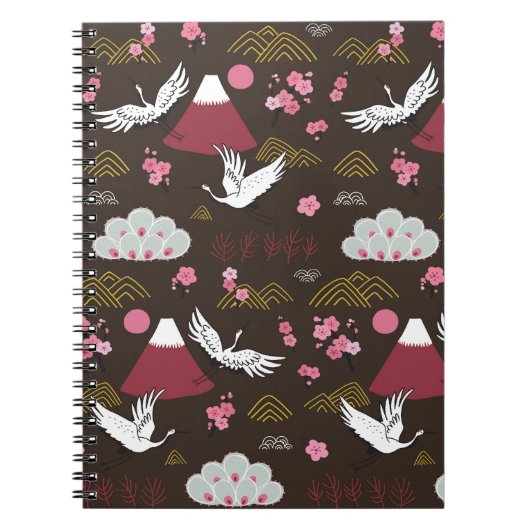 Carnet Grues japonaises : Motif traditionnel sans couture (Devant)