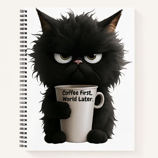 Carnet Grumpy Cat Coffee Mood T-Shirt Funny Black Fluffy  (Devant)