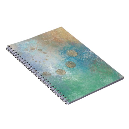 Carnet Grunge Côtière | Aquarelle bleu et vert or (Côté Droit)