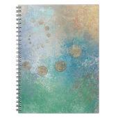 Carnet Grunge Côtière | Aquarelle bleu et vert or (Devant)