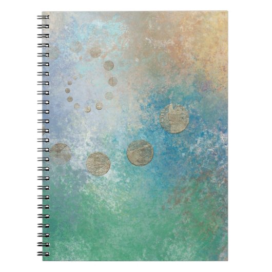 Carnet Grunge Côtière | Aquarelle bleu et vert or (Devant)
