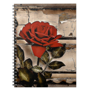 Carnet Grunge Distressed Barne Bois Rustique Rose rouge