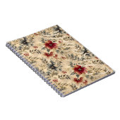 Carnet Grunge Florals Occidentaux Russe Crème Rouge Cowgi (Côté Droit)