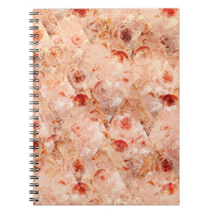 Carnet Grunge motif floral. Arrière - plan de corail.