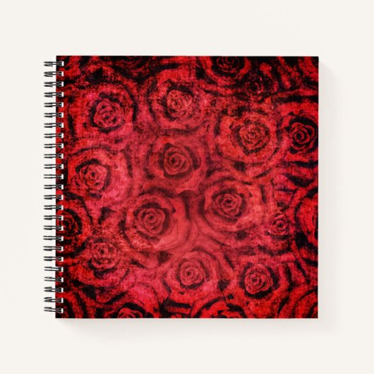 Carnet Grunge, roses rouges (Devant)