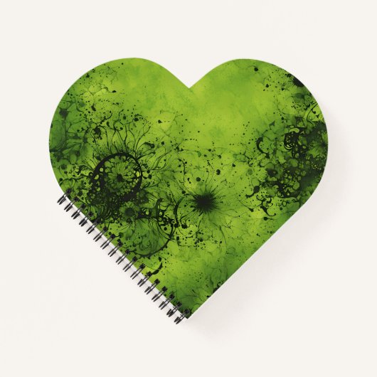 Carnet Grunge vert citron avec accents noirs (Devant)