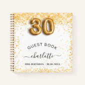 Carnet Guest book 30th birthday white gold glitter (Devant)