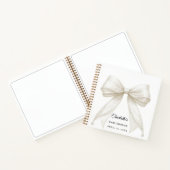 Carnet Guest book Baby Shower bow ivory white pearls (Intérieur)