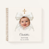 Carnet Guest Book Baptism Bow Ivory Girl Photo (Devant)