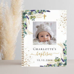 Carnet Guest book baptism custom photo eucalyptus