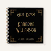 Carnet Guest Book Birthday Black Gold Art Deco (Devant)