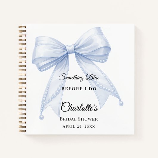 Carnet Guest book Bridal Shower bow something blue (Devant)