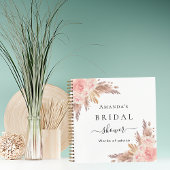 Carnet Guest book Bridal Shower pampas grass rose advice