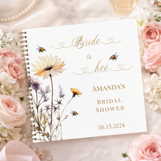 Carnet Guest book Bridal Shower wildflowers Bride to Bee