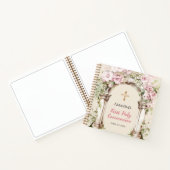 Carnet Guest book First Communion pink florals arch (Intérieur)