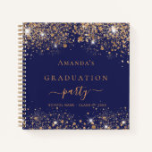 Carnet Guest book graduation marine bleu or parties scint (Devant)