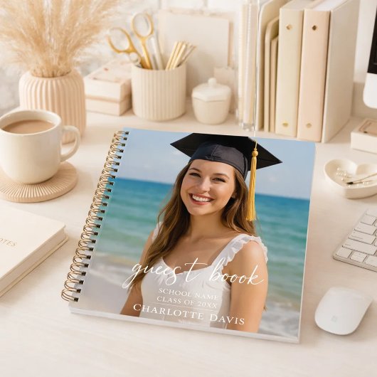 Carnet Guest book graduation photo script 