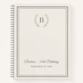 Carnet Guest Book ivory taupe Monogram Birthday (Devant)