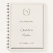 Carnet Guest Book ivory taupe monogrammed wedding (Devant)