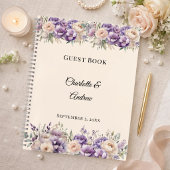 Carnet Guest Book lavender champagne floral wedding