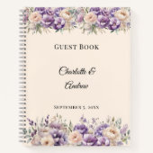 Carnet Guest Book lavender champagne floral wedding (Devant)