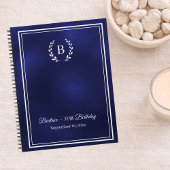 Carnet Guest Book navy blue Monogram wreath Birthday
