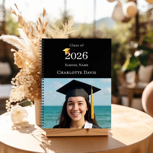 Carnet Guest Book Photo Modern Black Graduation Party
