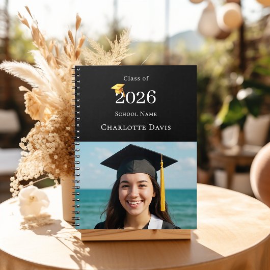 Carnet Guest Book Photo Modern Black Graduation Party