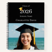 Carnet Guest Book Photo Modern Black Graduation Party (Devant)