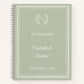 Carnet Guest Book sage green monogrammed wedding (Devant)