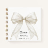 Carnet Guest book Sweet 16 bow ivory white pearls (Devant)