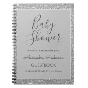 Carnet Guestbook argenté de baby shower de parties