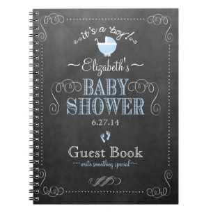 Carnet Guestbook bleu vintage de baby shower de regard de