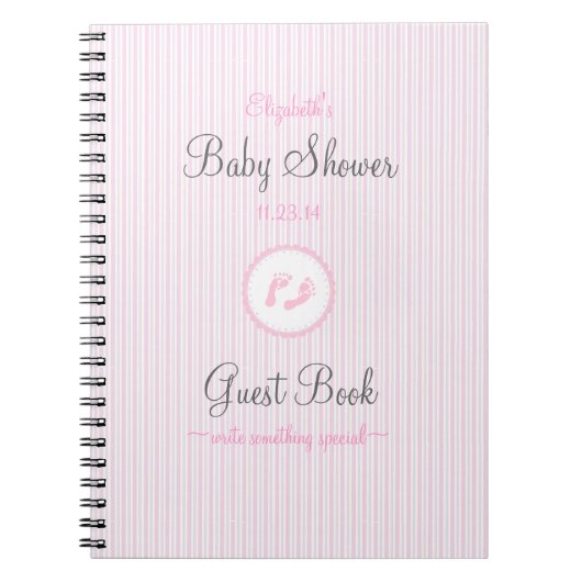 Carnet Guestbook d'Empreinte de pas-Douche de bébé (Devant)