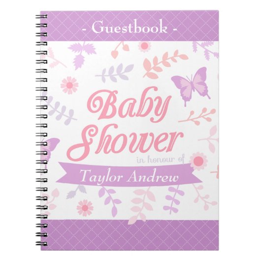 Carnet Guestbook floral élégant de baby shower de (Devant)
