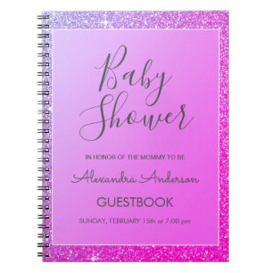 Carnet Guestbook pourpre rose de baby shower de parties