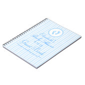 Carnet Guestbook rayé bleu de douche d'empreintes de pas (Côté gauche)