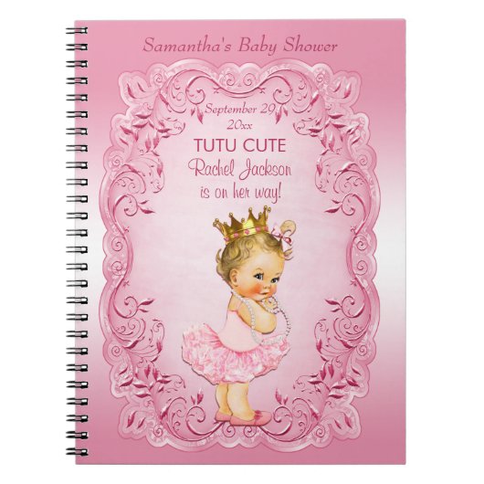 Carnet Guestbook rose mignon de princesse baby shower de (Devant)