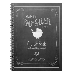 Carnet Guestbook vintage blanc de baby shower de tableau