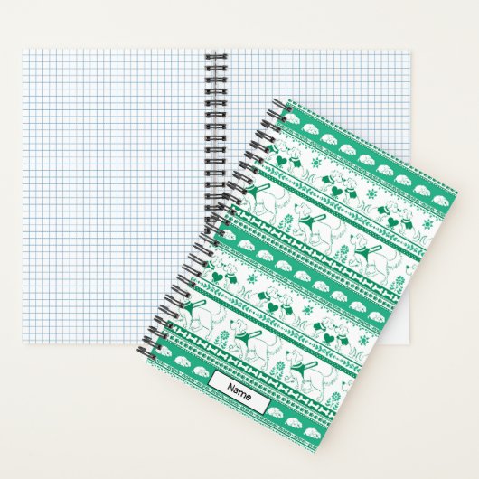Carnet Guide Conte Chien Motif d'or - Vert - Petit (À l'intérieur)