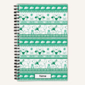 Carnet Guide Conte Chien Motif d'or - Vert - Petit (Recto)