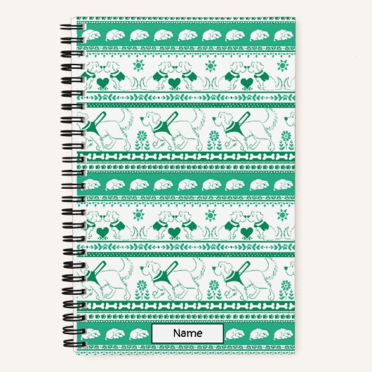 Carnet Guide Conte Chien Motif d'or - Vert - Petit (Recto)