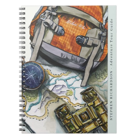 Carnet Guide de voyage d'aventure Monogramme aquarelle (Devant)