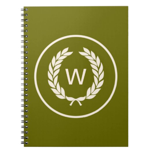 Carnet Guirlande de feuille de laurier de monogramme (Devant)