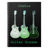 Carnet Guitar Art ajouter Nom Vert Noir Composition de ch (Devant)