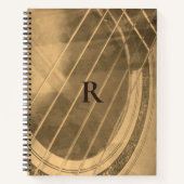 Carnet Guitare acoustique de sépia monogramme (Devant)