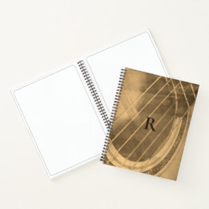 Carnet Guitare acoustique de sépia monogramme