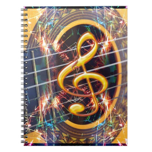 Carnet Guitare acoustique psychédélique, conception de pa (Devant)